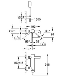 Grohe Essence Tek Kumandalı Banyo Bataryası - 25249001 - 4