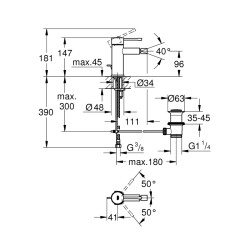 Grohe Essence Tek Kumandalı Bide Bataryası S-Boyut - 32935Gn1 - 2