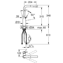 Grohe Essence Tek Kumandalı Eviye Bataryası - 30270GL0 - 2