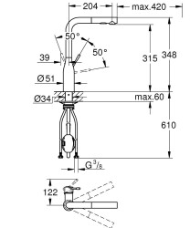 Grohe Essence Tek Kumandalı Eviye Bataryası - 30504000 - 4