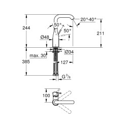 Grohe Essence Tek Kumandalı Lavabo Bataryası 1/2' L-Boyut - 23541001 - 2