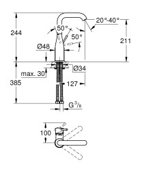 Grohe Essence Tek Kumandalı Lavabo Bataryası 1/2' L-Boyut - 24177001 - 4