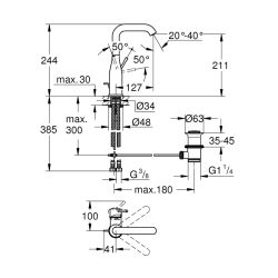Grohe Essence Tek Kumandalı Lavabo Bataryası 1/2'L - 24174AL1 - 2