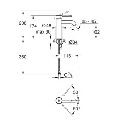 Grohe Essence Tek Kumandalı Lavabo Bataryası S - 24172DA1 - 2