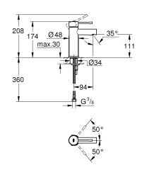 Grohe Essence Tek Kumandalı Lavabo Bataryası S-Boyut - 34813001 - 4