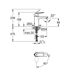 Grohe Eurocosmo Tek Kumandalı Lavabo Bataryası M - Boyut - 2339700E - 2