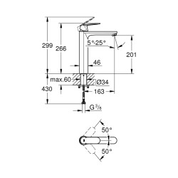 Grohe Eurocosmo Tek Kumandalı Lavabo Bataryası Xl-Boyut - 23921000 - 2