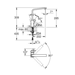 Grohe Eurocube Tek Kumandalı Eviye Bataryası - 31255Dc0 - 2