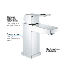 Grohe Eurocube Tek Kumandalı Lavabo Bataryası S-Boyut - 23127000 - 3