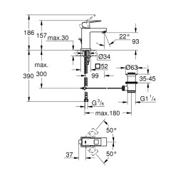 Grohe Eurocube Tek Kumandalı Lavabo Bataryası S-Boyut - 2312700E - 2