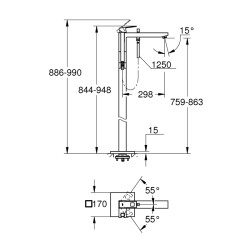 Grohe Eurocube Yerden Küvet Bataryası - 23672001 - 2