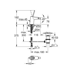 Grohe Eurodisc Joy Tek Kumandalı Bide Bataryası S-Boyut - 24036000 - 2