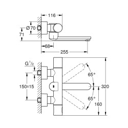 Grohe Eurosmart Cosmopolitan E Duvardan, Fotoselli Ve Termostatik Sıcaklık Kontrollü Lavabo Bataryası - 36333000 - 2