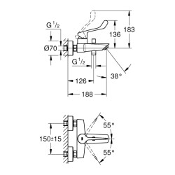 Grohe Eurosmart Tek Kumandalı Banyo Bataryası - 25243003 - 2