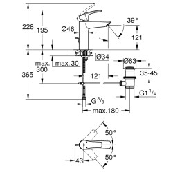 Grohe Eurosmart Tek Kumandalı Lavabo Bataryası M - Boyut - 23322003 - 2