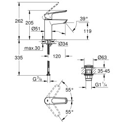 Grohe Eurosmart Tek Kumandalı Lavabo Bataryası M - Boyut - 23981003 - 2