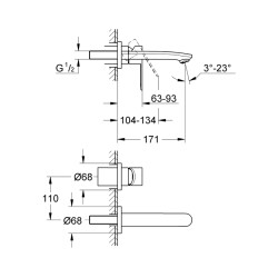 Grohe Eurostyle Cosmopolitan 2 Delikli Lavabo Bataryası S-Boyut - 19571002 - 2