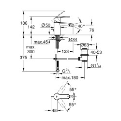 Grohe Eurostyle Cosmopolitan Tek Kumandalı Bide Bataryası S-Boyut - 33565002 - 2