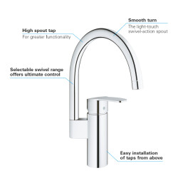 Grohe Eurostyle Cosmopolitan Tek Kumandalı Eviye Bataryası - 30221002 - 3