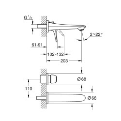 Grohe Eurostyle İki Delikli Lavabo Bataryası M-Boyut - 19571003 - 2