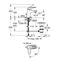 Grohe Eurostyle Tek Kumandalı Lavabo Bataryası S-Boyut - 23374Ls3 - 2