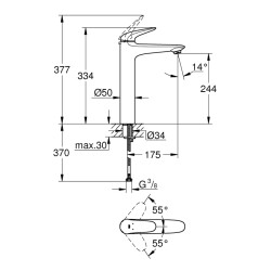 Grohe Eurostyle Tek Kumandalı Lavabo Bataryası Xl-Boyut - 23719003 - 2