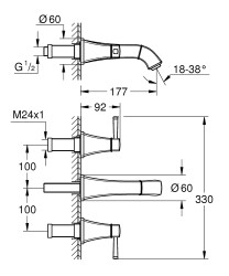 Grohe Grandera 3 Delikli Lavabo Bataryası 1/2' M-Boyut - 20622000 - 4