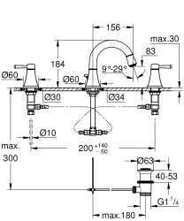 Grohe Grandera 3 Delikli Lavabo Bataryası 1/2' M-Boyut - 20624000 - 4