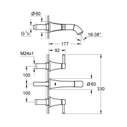 Grohe Grandera 3 Delikli Lavabo Bataryası 1/2' S-Boyut - 20414000 - 2