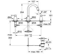 Grohe Grandera 3 Delikli Lavabo Bataryası 1/2' S-Boyut - 20417000 - 2