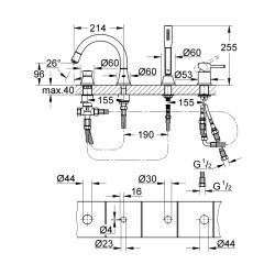 Grohe Grandera Dört Delikli Küvet Bataryası - 19936000 - 2