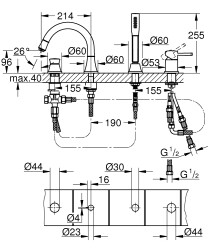 Grohe Grandera Dört Delikli Küvet Bataryası - 29418000 - 4