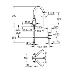 Grohe Grandera Tek Delikli Lavabo Bataryası 1/2' L-Boyut - 21107Ig0 - 2