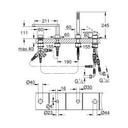 Grohe Grohe Plus Dört Delikli Küvet Bataryası - 29307003 - 2