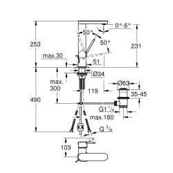 Grohe Grohe Plus Tek Kumandalı Lavabo Bataryası 1/2' L-Boyut - 23843003 - 2