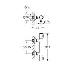 Grohe Grohtherm 500 Termostatik Duş Bataryası - 34793000 - 2