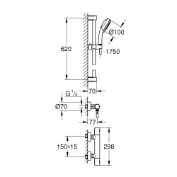 Grohe Grohtherm 800 Cosmopolitan Termostatik Duş Sistemi 1/2' - 34768000 - 2