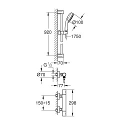 Grohe Grohtherm 800 Cosmopolitan Termostatik Duş Sistemi 1/2' - 34769000 - 2