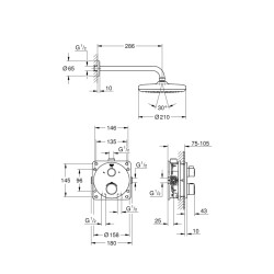 Grohe Grohtherm Duş Seti, Tempesta 210 Tepe Duşu İle - 34726000 - 2