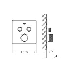 Grohe Grohtherm Smartcontrol Çift Valfli Akış Kontrollü, Ankastre Termostatik Duş Bataryası - 29124Dl0 - 2