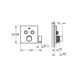 Grohe Grohtherm Smartcontrol Çift Valfli Akış Kontrollü, Ankastre Termostatik Duş Bataryası, Entegre Duş Kolu İle - 29125000 - 2