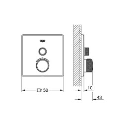 Grohe Grohtherm Smartcontrol Tek Valfli Akış Kontrollü, Ankastre Termostatik Duş Bataryası - 29123Dl0 - 2