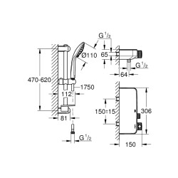 Grohe Grohtherm Smartcontrol Termostatik Duş Bataryası / Duş Seti Dahil - 34720000 - 2