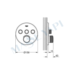 Grohe Grohtherm Smartcontrol Üç Valfli Akış Kontrollü, Ankastre Termostatik Duş Bataryası (29508Kf0) - 5