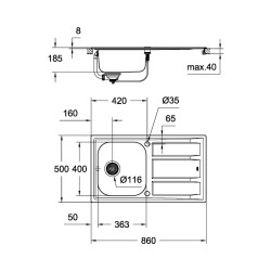 Grohe K400 Damlalıklı Paslanmaz Çelik Eviye - 31566Sd0 - 2