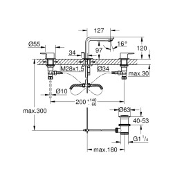 Grohe Lineare 3 Delikli Lavabo Bataryası 1/2' M-Boyut - 20304001 - 2