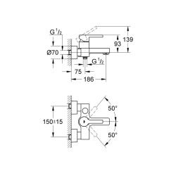 Grohe Lineare Tek Kumandalı Banyo Bataryası - 33849000 - 2