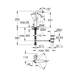 Grohe Lineare Tek Kumandalı Lavabo Bataryası 1/2' L-Boyut - 23296Dc1 - 2