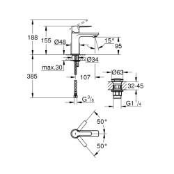 Grohe Lineare Tek Kumandalı Lavabo Bataryası 1/2' Xs-Boyut - 23791Dc1 - 2