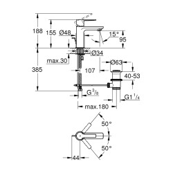 Grohe Lineare Tek Kumandalı Lavabo Bataryası 1/2' Xs-Boyut - 32109001 - 2